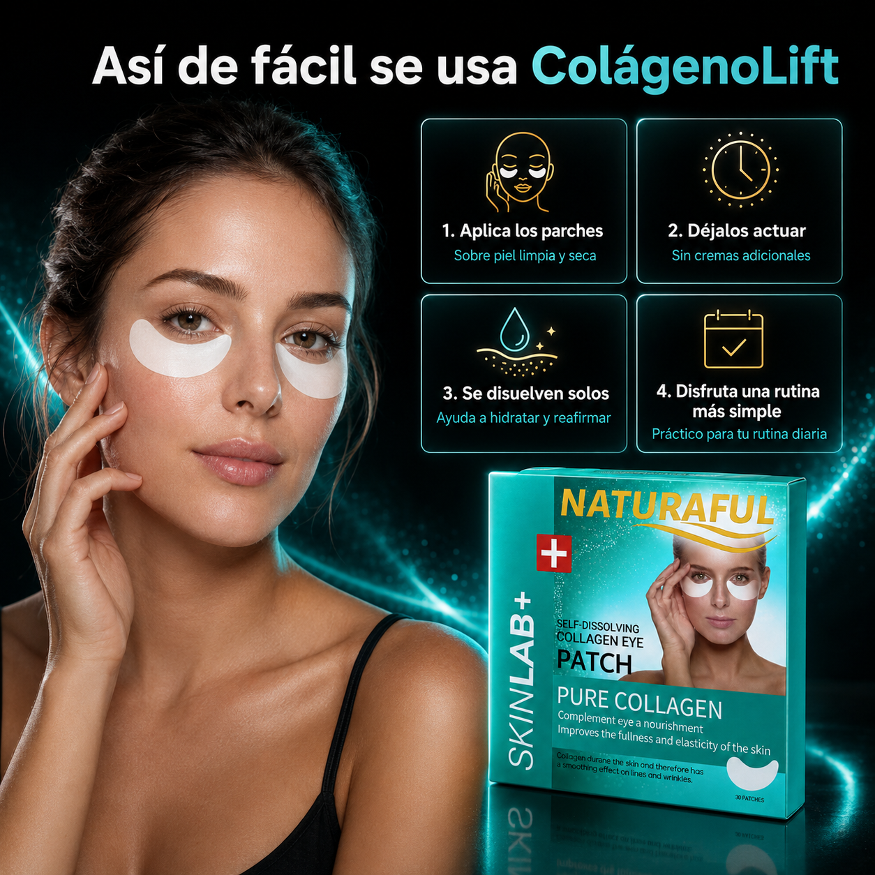 ColágenoLift™ - Parches de Colágeno Autodisolvente | Adiós Ojeras